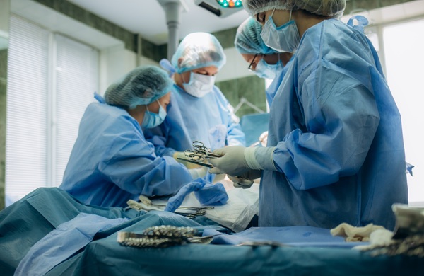 Classic cesarean section in the operating theater, labor room.